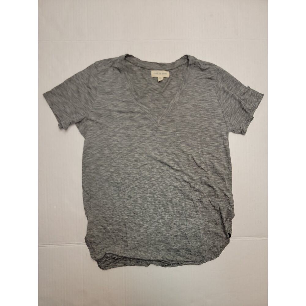 Cloth & Stone Pullover Top Small Basic V Neck Short Sleeves Gray Tee Womens